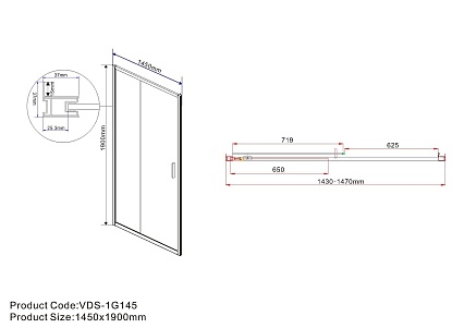 Душевая дверь Vincea Garda VDS-1G145CH 145x190 хром, шиншилла