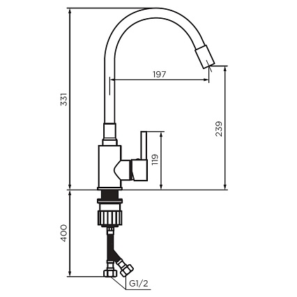 Смеситель для кухни Dorff Logic D3007622 с гибким изливом, черный/хром