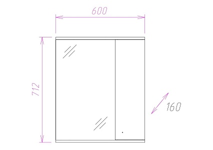 Зеркальный шкаф Onika Ника 60 см правый, 206016