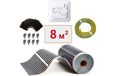 Плёночный электрический тёплый пол ТеплоСофт 8 м2, ширина 100 см, с терморегулятором, инфракрасная плёнка 8 м2 плёнка100 8метров