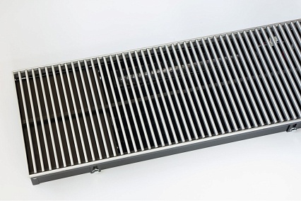Внутрипольный конвектор с вентилятором и решеткой KVZ KVZ-Vent-300-80-2400-6V-UA/RRA-300-2400-A