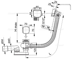 Слив-перелив AlcaPlast A565KM3-80 80 см, металл