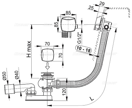 Слив-перелив AlcaPlast A565KM3-80 80 см, металл