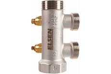 Коллектор ELSEN модульный, 1, 2 контура, размер отвода-3/4 ЕК, вентили под 90, TIN латунь EMW02.02T