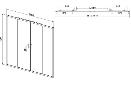 Душевая дверь Vincea Сити (City) VDS-5CT2170MT 170x195 хром, текстурное