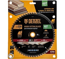 Пильный диск по дереву Denzel 250x30 мм, 60 зубьев 733587