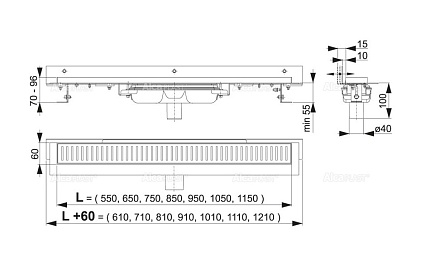 Душевой лоток Alcaplast APZ1104-850 85 см, без решетки