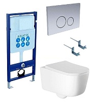 Подвесной унитаз SET Aquatek Лугано-019 4в1, кнопка хром матовый