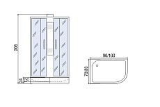 Душевая кабина Мономах 100/80/24  МЗ 100x80 хром, с рисунком, R