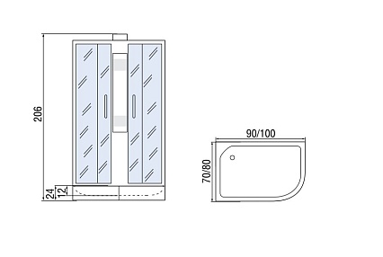 Душевая кабина Мономах 100/80/24  МЗ 100x80 хром, с рисунком, R