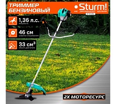 Бензотриммер 43 см3, диск/леска Sturm BT9143BL