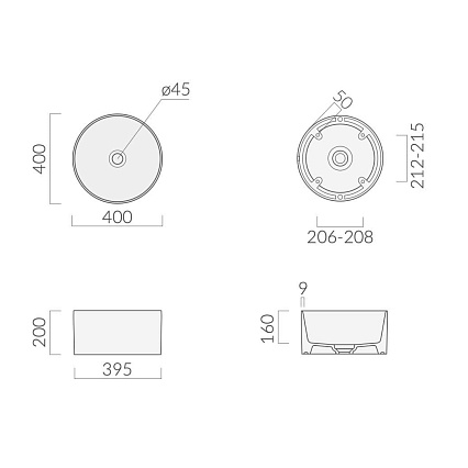 Раковина Galassia Core 7306NEMT 40 см чёрный матовый