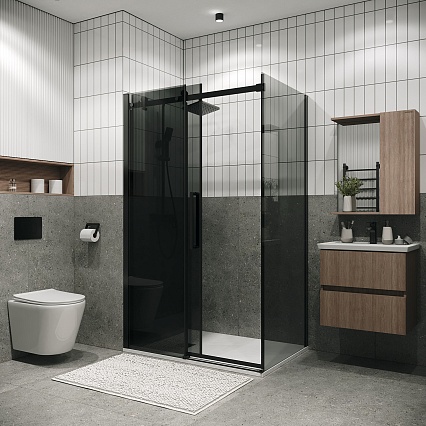 Душевой уголок Grossman Classic 120.K33.04.1080.21.10 100x80 тонированный, черный матовый