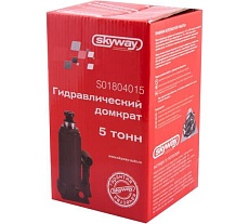 Гидравлический бутылочный домкрат Skyway 5т h 185-355 мм с клапаном в коробке S01804015