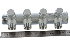 Запорный коллектор с 4 отводами FAR 1&quot; ВР-НР М24х19 FK 3906 C1