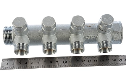 Запорный коллектор с 4 отводами FAR 1" ВР-НР М24х19 FK 3906 C1