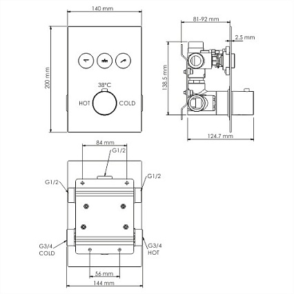 Смеситель для душа WasserKRAFT Neime 1944Thermo