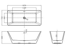 Акриловая ванна AQUAme AQM3502MW 167x75 см белый матовый