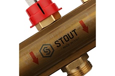 Распределительный коллектор из латуни с расходомерами 3 вых. STOUT SMB 0473 000003