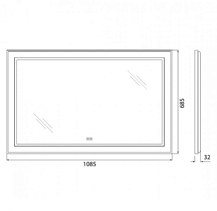 Зеркало BelBagno SPC-KRAFT-1085-685-TCH-WARM-NERO 110x70 см антипар, черный в алюминиевой раме