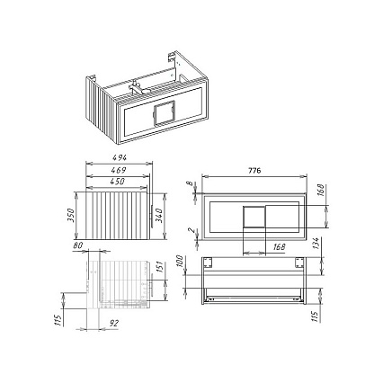 Тумба с раковиной La Fenice Cubo 80 см серо-зеленый матовый