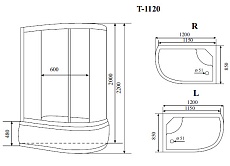 Душевая кабина Timo Standart T-1120 P 120x85 R, без г/м, тонированные стекла, хром