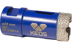 Коронка алмазная по керамограниту PRO 25 мм, M14 KEOS DC25M14