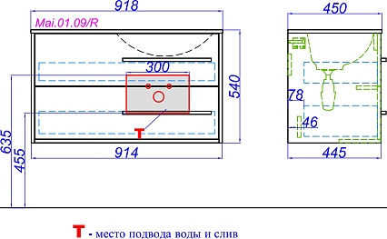 Мебель для ванной Aqwella 5 stars Miami 90 см дуб сонома, правая