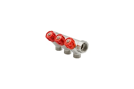 Коллектор VRT 3/4"x1/2", с регулировочными вентилями, 3 выхода 524077
