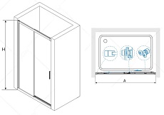 Душевая дверь RGW Leipzig LE-12B 150x195, черный, прозрачное