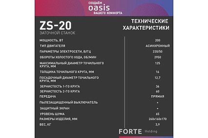 Заточный станок Oasis ZS-20 4640039483878