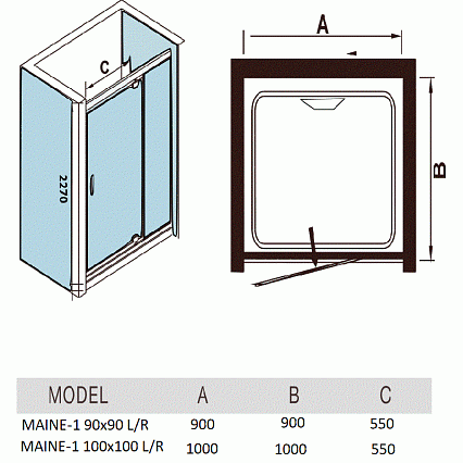 Душевая кабина WeltWasser Maine-1 90x90 хром, прозрачное, R