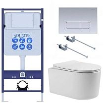 Подвесной унитаз SET Aquatek Мия-014 4в1, кнопка хром матовый