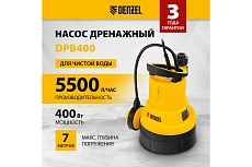 Дренажный насос для чистой воды Denzel dpb400, 400 вт, подъем 11 м, 5500 л/ч 97266