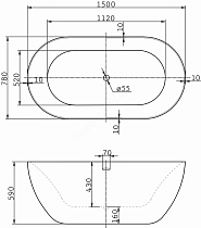 Акриловая ванна BelBagno BB27 150x78