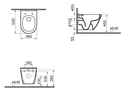 Подвесной унитаз VitrA S 50 7740B003-0075 антибактериальная глазурь VitrA Hygiene