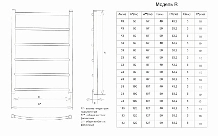 Полотенцесушитель водяной Двин R 1"-1/2" 53x100 хром