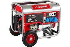 Бензиновый генератор Зубр 4-х тактный, ручной пуск, колеса + рукоятка, 6200/5700 Вт, 220/12В ЗЭСБ-6200-Н