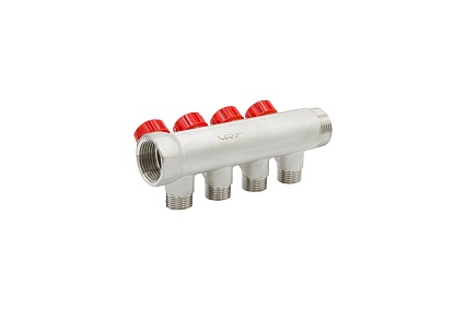Коллектор VRT 1"x1/2", с регулировочными вентилями, 4 выхода 524075