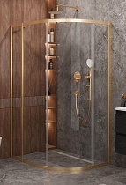 Душевой уголок Cezares MOLVENO-RH-1-110/90-C-BORO-IV 110x90 прозрачный, брашированное золото