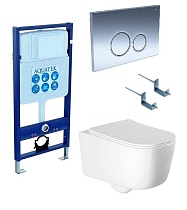 Подвесной унитаз SET Aquatek Лугано-018 4в1, кнопка хром