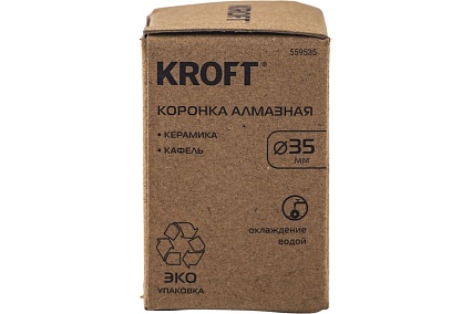 Коронка алмазная по керамике 35 мм, цилиндрический хвостовик KROFT 559535