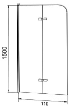 Шторка для ванны Grossman GR-106110BLACK 110x150 прозрачное, черный