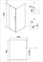 Душевой уголок Niagara Nova NG-63-9A-А80 90x80 прозрачный, хром