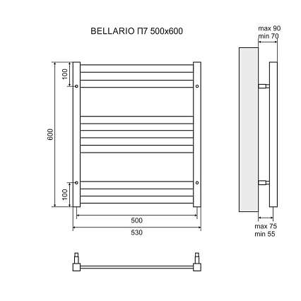 Полотенцесушитель водяной Lemark Bellario LM68607 П7 50x60 хром