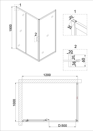 Душевой уголок Niagara Nova NG-62-12А-А100 120x100 прозрачный, хром