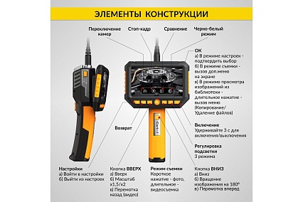 Промышленный видеоэндоскоп iCartool экран 5", 2 камеры, 2Мп, 1920x1080, 1 м, 5.5 мм, сменный зонд IC-V116B