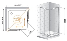 Душевой уголок Cezares Anima 90x90 ANIMA-W-A-2-90-P-Cr рифленый