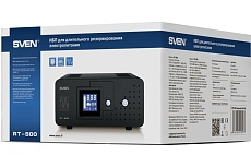 Источник бесперебойного питания SVEN RT-500 Sin, 300Вт, Входное 145-280В, 1×CEE7/4 розетка, клеммы для внешних АКБ, LCD SV-013097