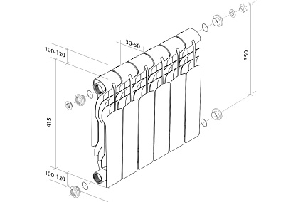 Радиатор Royal Thermo Revolution Bimetall 350 - 12 секций НС-1072123